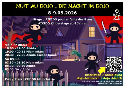 Nuit au Dojo, stage enfants 8+ans